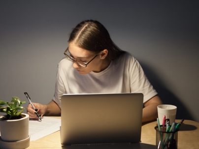 woman working at a computer